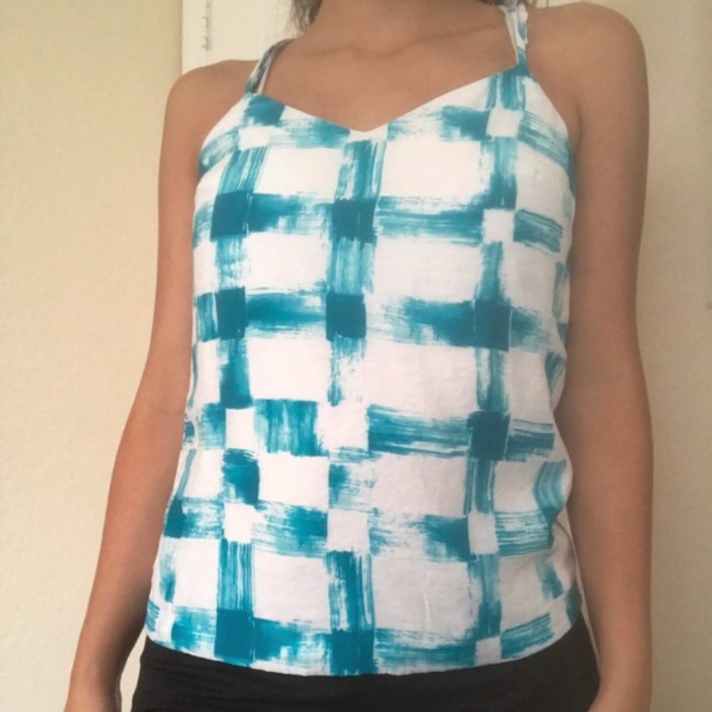 Teal and white tank top